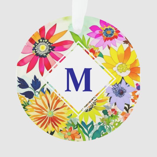 Wasserfarben Blumen Monogrammiert Ornament (Vorderseite)
