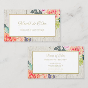 Wasserfarben-Blumen-Salon-Beautician Visitenkarte