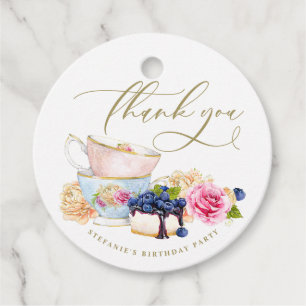 Wasserfarben-Blumen-Vintage-Teetasse-Geburtstagsfe Geschenkanhänger