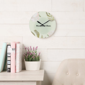 Wasserfarben-Blumen-Wanduhr Große Wanduhr