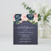 Wasserfarben Blumenbudget Brautdusche Einladung (Stehend Vorderseite)