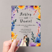 Wasserfarben Blumengarten Paar Sommerhochzeit Acryleinladungen (Insitu (Handheld))