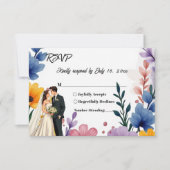Wasserfarben Blumengarten Paar Sommerhochzeit RSVP Karte (Vorderseite)