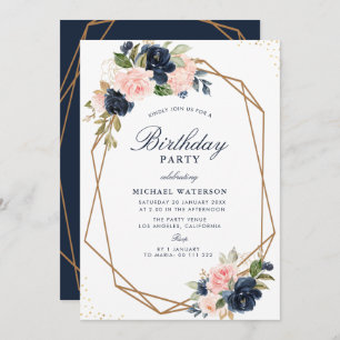 Wasserfarben-Blumengeburtstag Einladung