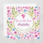 Wasserfarben Blumengrüße Name Muttertag Einladung (Vorne/Hinten)