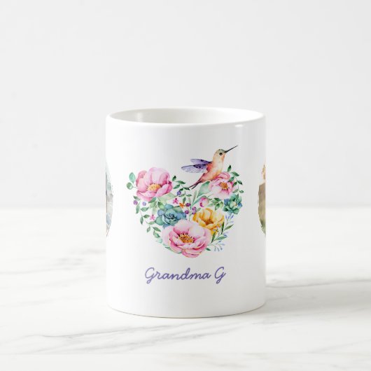 Wasserfarben Blumenherz Hummingbird Foto Geschenk Kaffeetasse (Mittel)