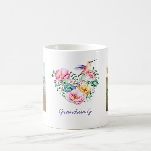 Wasserfarben Blumenherz Hummingbird Foto Geschenk Kaffeetasse (Mittel)