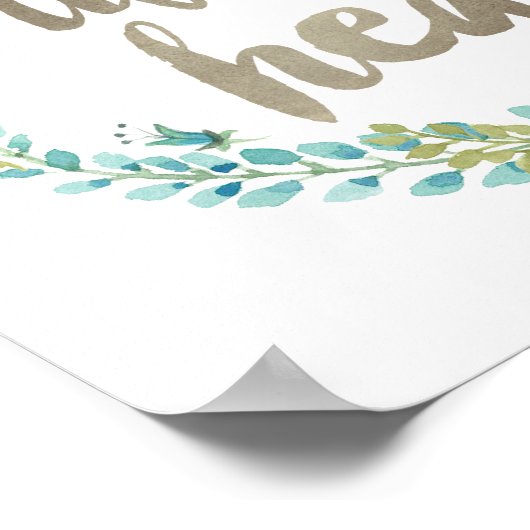 Wasserfarben-Blumenkofferte Poster (Ecke)