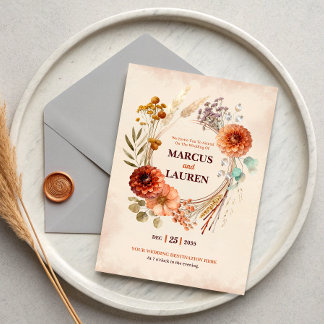 Wasserfarben-Blumenkranz-Rand Hochzeits-Einladung Einladung