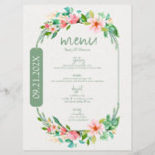 Wasserfarben Blumenkreuz Maßgeschneiderte Kalligra Menükarte (Vorderseite)