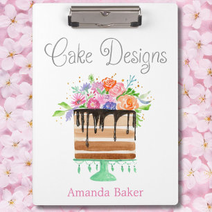 Wasserfarben-Blumenkuchendesigns Name Logo Klemmbrett