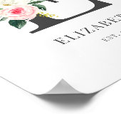 Wasserfarben-Blumenmonogramm Buchstabe E Poster (Ecke)