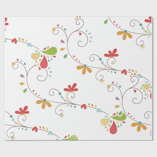 Wasserfarben-Blumenmuster Benutzerdefinierter Hint Geschenkpapier (Flach)