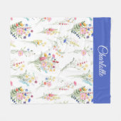 Wasserfarben-Blumenmuster-Name Wildflower Fleecedecke (Vorderseite (Horizontal))