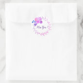 Wasserfarben-Blumenrahmen Runder Aufkleber (Tasche)