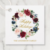 Wasserfarben Blumenreath Happy Holidays Gold Geschenkanhänger (Vorderseite)