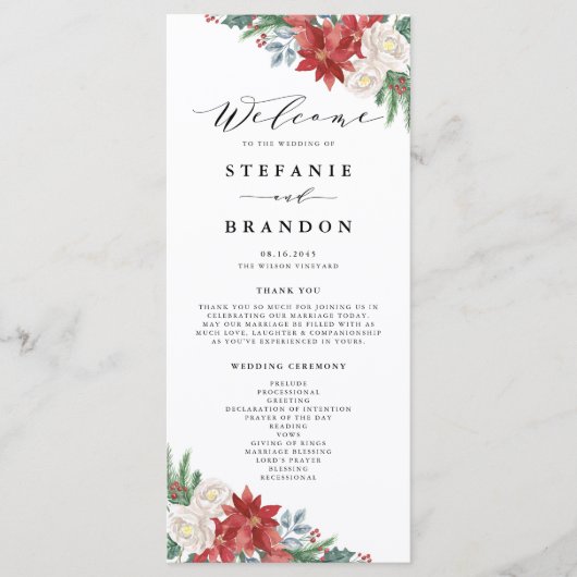 Wasserfarben Blumenstrauß Winterfeier Programm (Vorderseite)