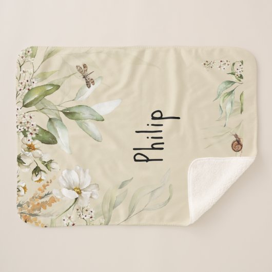 Wasserfarben Blumentropfen Sherpa Stroller Boy Bla Sherpadecke (Vorderseite (Horizontal))