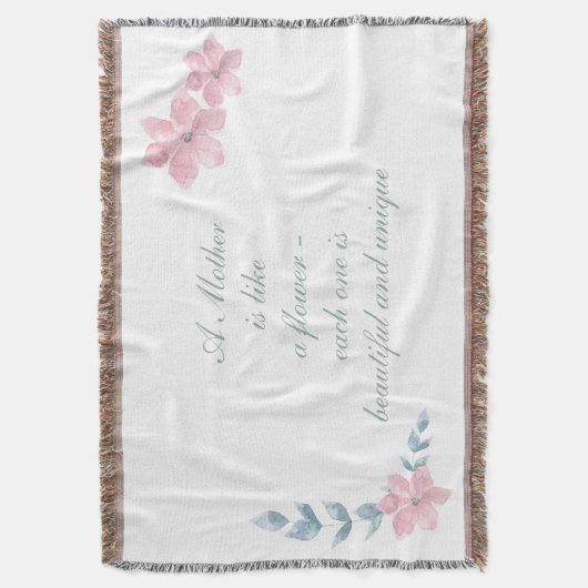 Wasserfarben Blumenzauber Zitat der Mutter Decke (Vorderseite Vertikal)