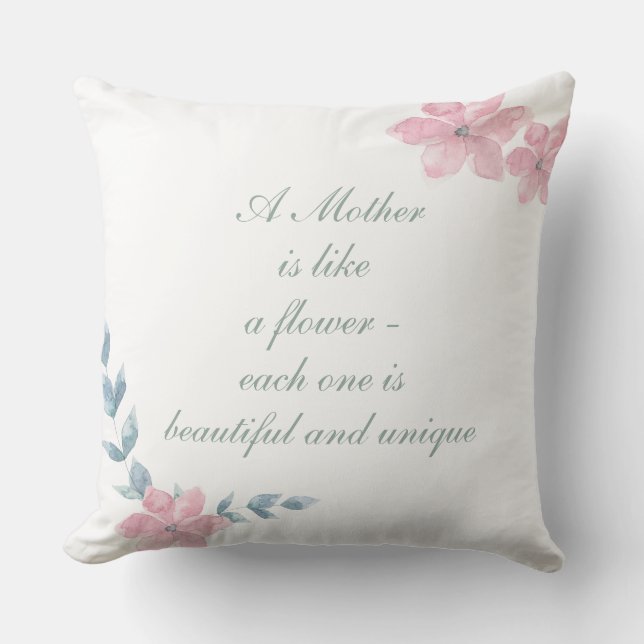 Wasserfarben Blumenzauber Zitat der Mutter Kissen (Vorderseite)