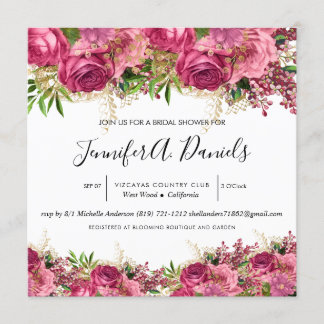 Wasserfarben Blütendusche Einladung