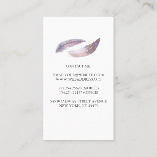 Wasserfarben-BlütenFedern Bohemisch Visitenkarte (Rückseite)