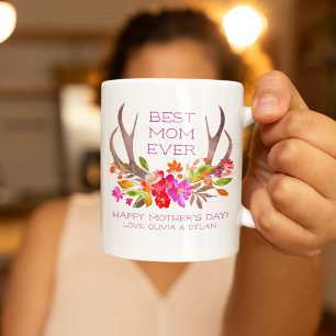 Wasserfarben Blütenflora Zum Muttertag glücklich Kaffeetasse