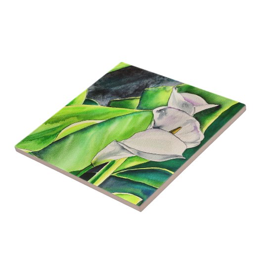 Wasserfarben-Blütenkalk Fliese (Seite)