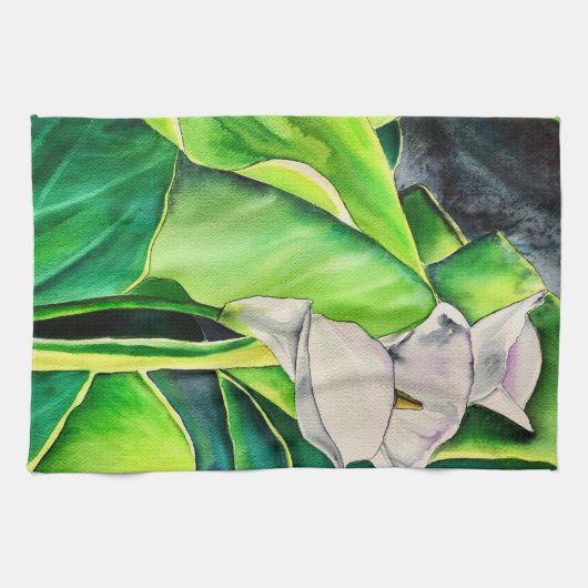 Wasserfarben-Blütenkalk Geschirrtuch (Horizontal)