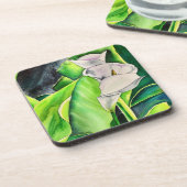 Wasserfarben-Blütenkalk Getränkeuntersetzer (Linke Seite)