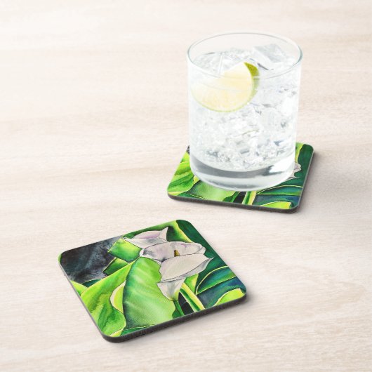 Wasserfarben-Blütenkalk Getränkeuntersetzer (Rechte Seite)