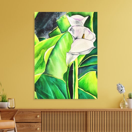 Wasserfarben-Blütenkalk Leinwanddruck (Insitu (Wohnzimmer))