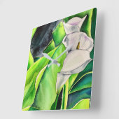 Wasserfarben-Blütenkalk Quadratische Wanduhr (Winkel)