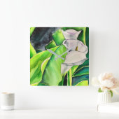 Wasserfarben-Blütenkalk Quadratische Wanduhr (Zuhause)