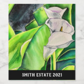 Wasserfarben-Blütenkalk Weinetikett (Einzelnes Label)