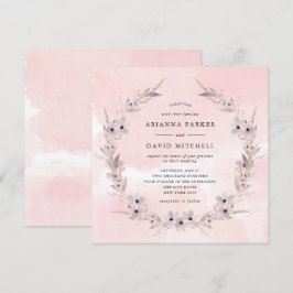 Wasserfarben| Blütenrosa Blumenreste Einladung