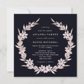 Wasserfarben| Blütenrosa Blumenreste Einladung (Vorderseite)