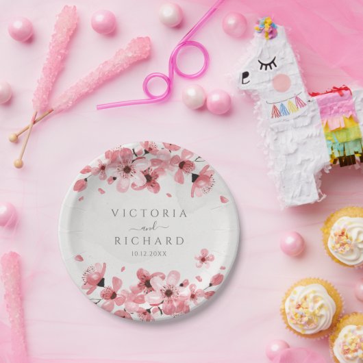 Wasserfarben Blütenrosa Kirschblossom Pappteller (Party)