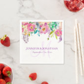 Wasserfarben Blütenrosa Lilac Lila Wraath-Hochzeit Serviette (Beispiel)