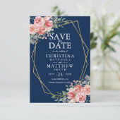 Wasserfarben Blütenrot Rosa blaue Hochzeit Save The Date (Stehend Vorderseite)