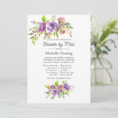 Wasserfarben Blütenspülung Babydusche per Mail Einladung (Stehend Vorderseite)