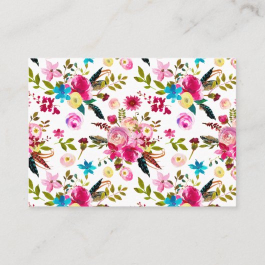 Wasserfarben-Boho Bläschendusche Windelwanne Winde Begleitkarte (Rückseite)