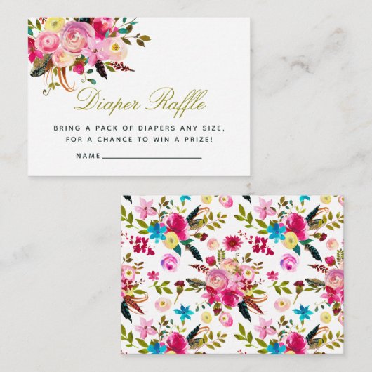 Wasserfarben-Boho Bläschendusche Windelwanne Winde Begleitkarte (Vorne/Hinten)