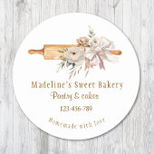 Wasserfarben Boho Floral Rolling Button Bäckerei Runder Aufkleber