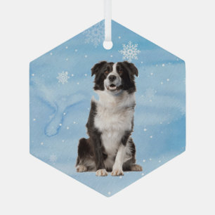 Wasserfarben-Border-Collie-Dog Ornament Aus Glas