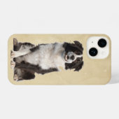Wasserfarben-Border-Collie-Hund Tier iPhone Hülle (Rückseite (Horizontal))