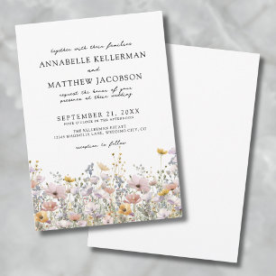 Wasserfarben-Botanik-Wildblumen-Hochzeit Einladung