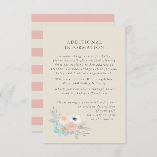 Wasserfarben-Bouquet, Brautparty-Informationskarte Begleitkarte (Vorne/Hinten)