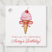 Wasserfarben-Bow Pink-Eiscreme-Kon-Party Geschenkanhänger (Vorderseite)