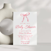 Wasserfarben Bow Pink Hand Written Baby Girl Dusch